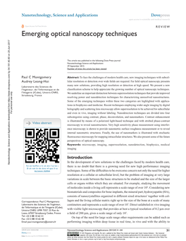 Emerging Optical Nanoscopy Techniques