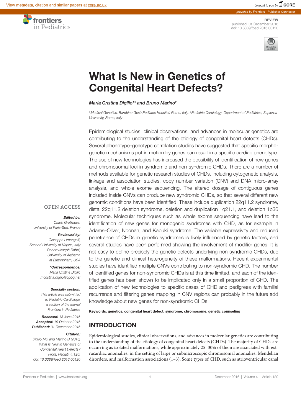 What Is New in Genetics of Congenital Heart Defects?