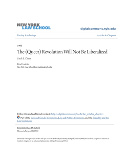 Queer) Revolution Will Not Be Liberalized