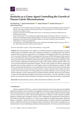 Surfactin As a Green Agent Controlling the Growth of Porous Calcite Microstructures