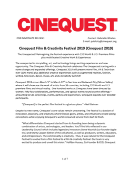 Cinequest Film & Creativity Festival 2019