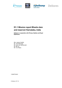 D1.1 Mission Report Bhadra Dam and Reservoir Karnataka, India