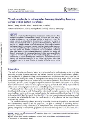 Visual Complexity in Orthographic Learning: Modeling Learning Across Writing System Variations Li-Yun Changa, David C