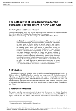 The Soft Power of India Buddhism for the Sustainable Development in North East Asia
