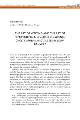The Art of Writing and the Art of Remembering in the Book of Evidence, Ghosts, Athena and the Sea by John Banville