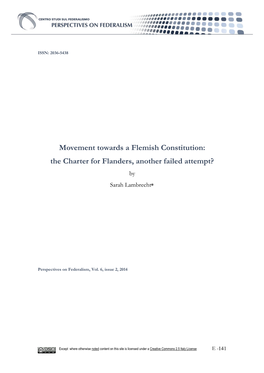 Movement Towards a Flemish Constitution: the Charter for Flanders, Another Failed Attempt? by Sarah Lambrecht