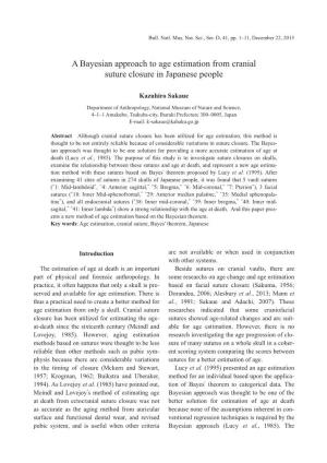 A Bayesian Approach to Age Estimation from Cranial Suture Closure in Japanese People