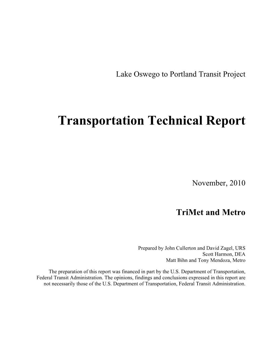 Transportation Technical Report