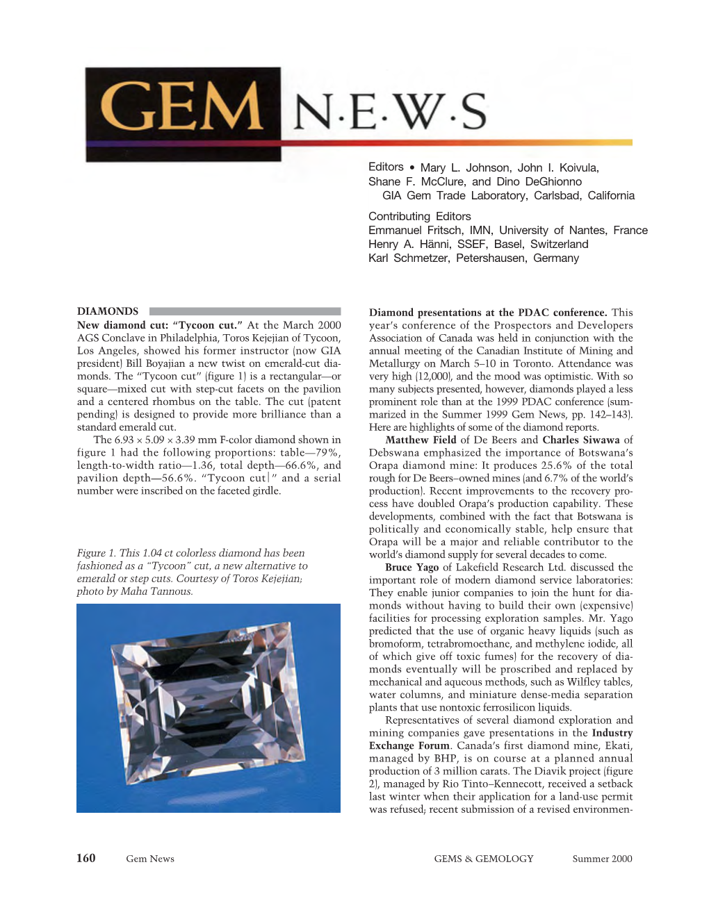 Summer 2000 Gems & Gemology Gem News