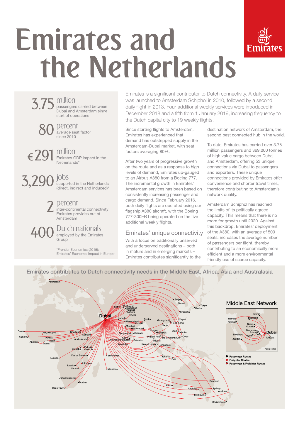 Emirates and the Netherlands Emirates Is a Significant Contributor to Dutch Connectivity