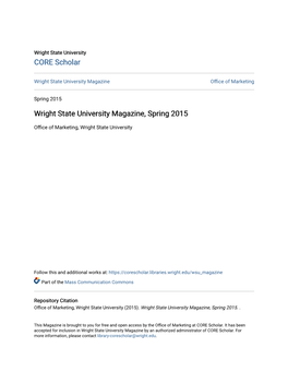 Wright State University Magazine, Spring 2015