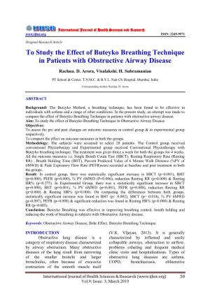 To Study the Effect of Buteyko Breathing Technique in Patients with Obstructive Airway Disease
