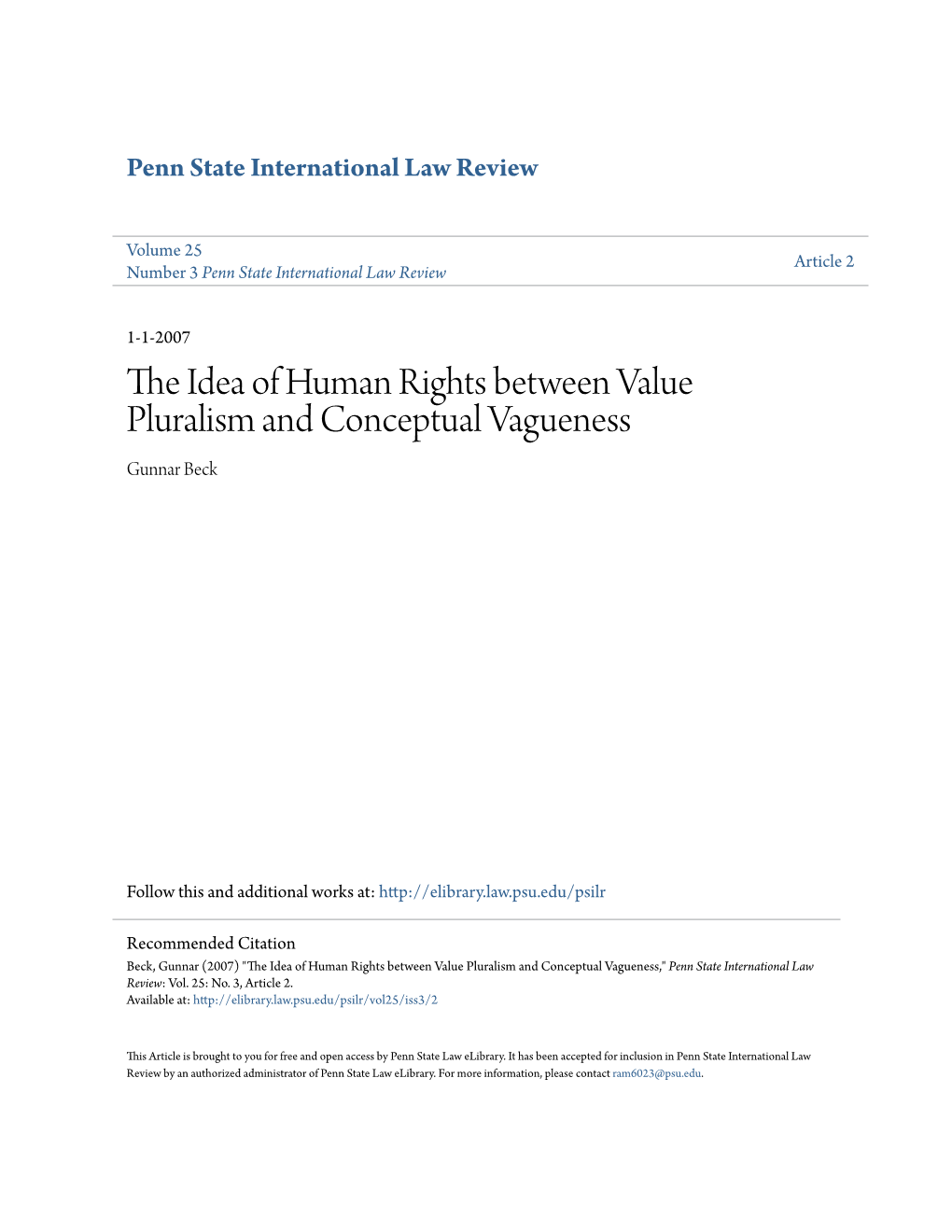 The Idea of Human Rights Between Value Pluralism and Conceptual Vagueness