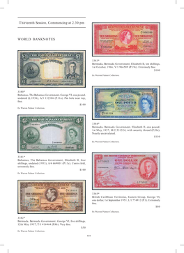 Thirteenth Session, Commencing at 2.30 Pm WORLD BANKNOTES
