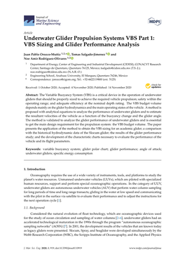 Underwater Glider Propulsion Systems VBS Part 1: VBS Sizing and Glider Performance Analysis