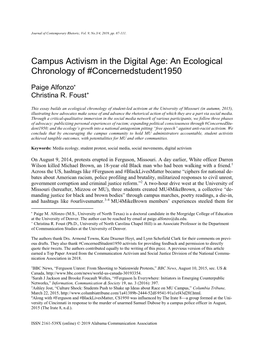 Campus Activism in the Digital Age: an Ecological Chronology of #Concernedstudent1950