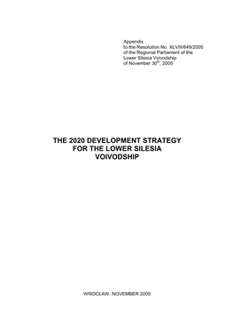 The 2020 Development Strategy for the Lower Silesia Voivodship