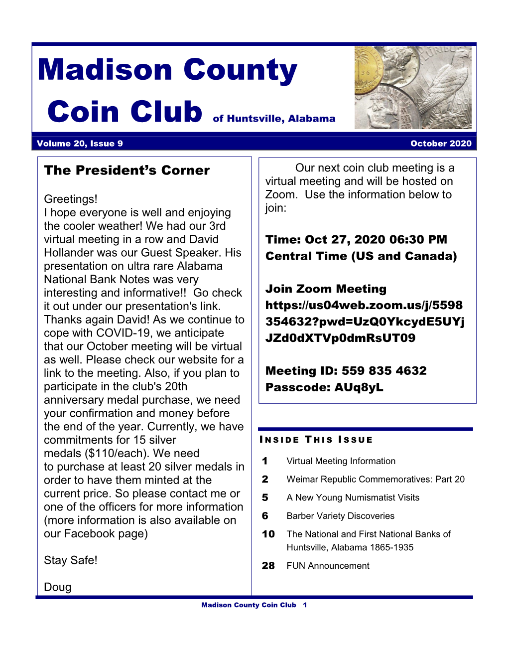 Madison County Coin Club 1