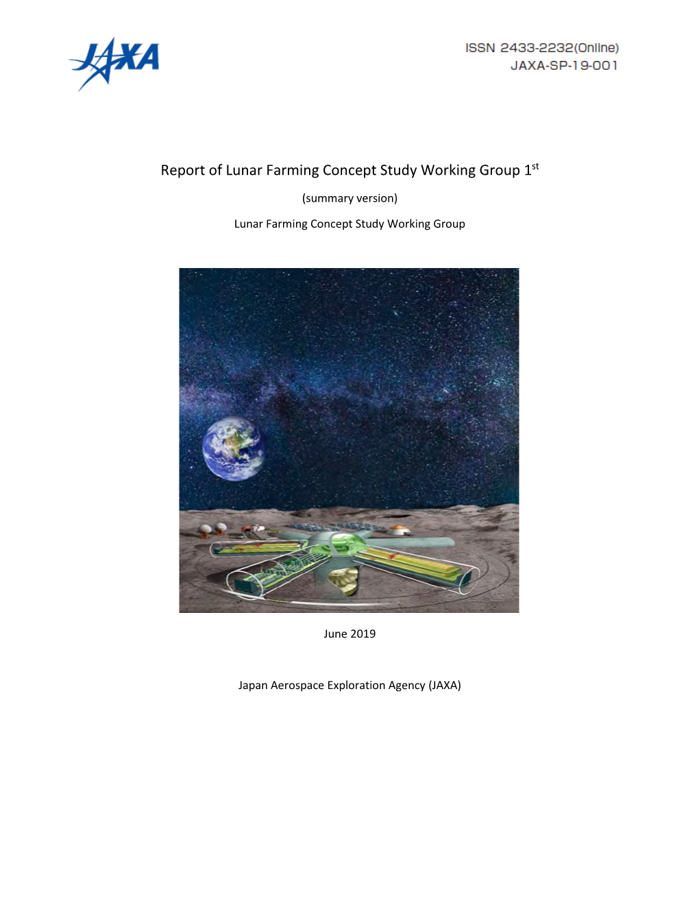 Report of Lunar Farming Concept Study Working Group 1St