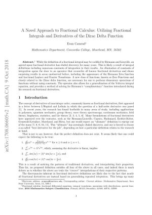 Utilizing Fractional Integrals and Derivatives of the Dirac Delta