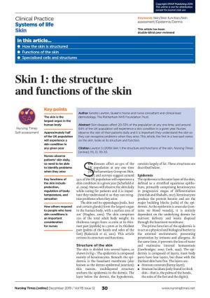 Skin 1: the Structure and Functions of the Skin