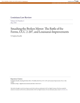 Smashing the Broken Mirror: the Battle of the Forms, UCC 2-207, and Louisiana's Improvements, 53 La