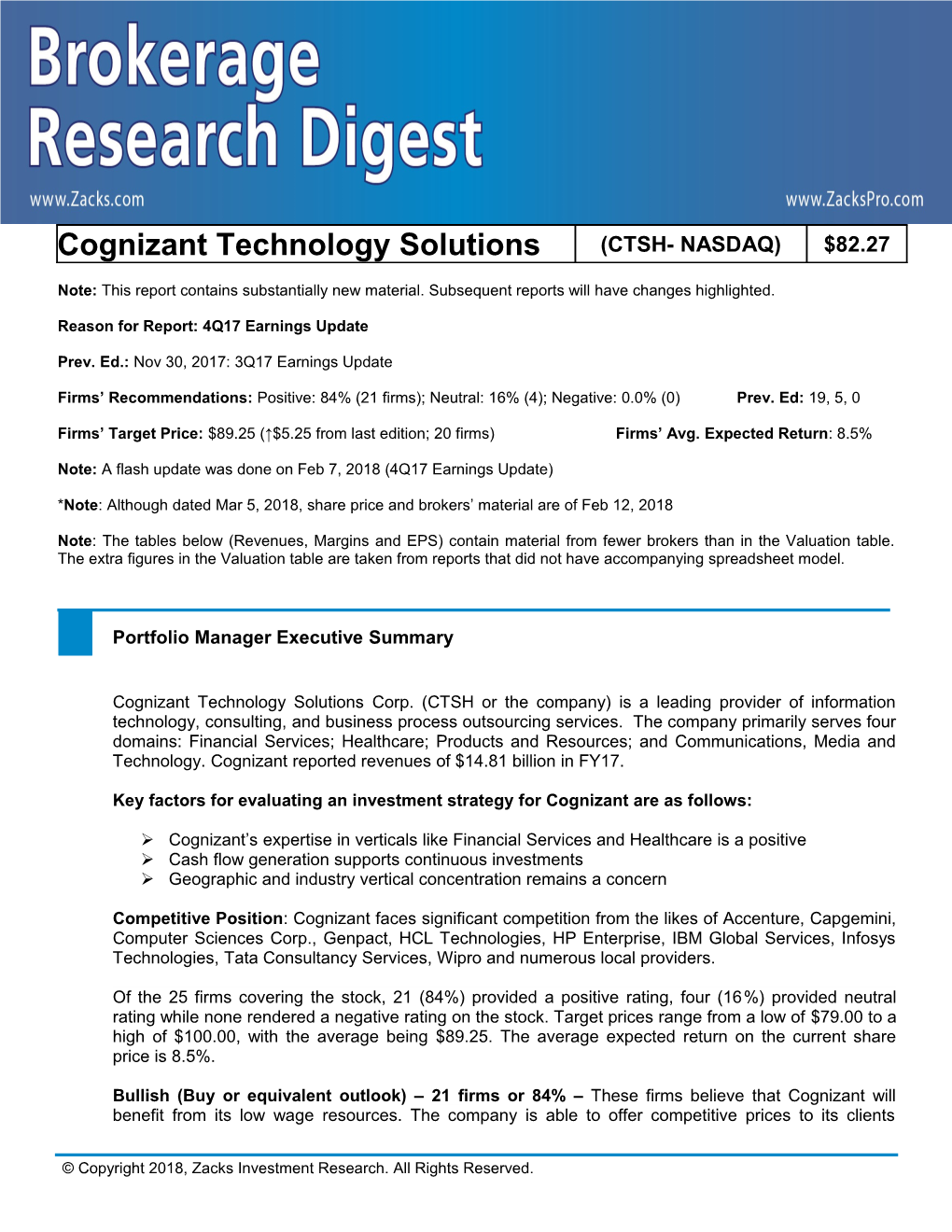 Reason for Report: 4Q17 Earnings Update s2