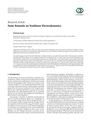 Some Remarks on Nonlinear Electrodynamics