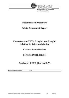 Decentralised Procedure Public Assessment Report Cisatracurium