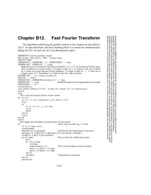Chapter B12. Fast Fourier Transform Taking the FFT of Each Row of a Two-Dimensional Matrix: § 1236 Chapter B12