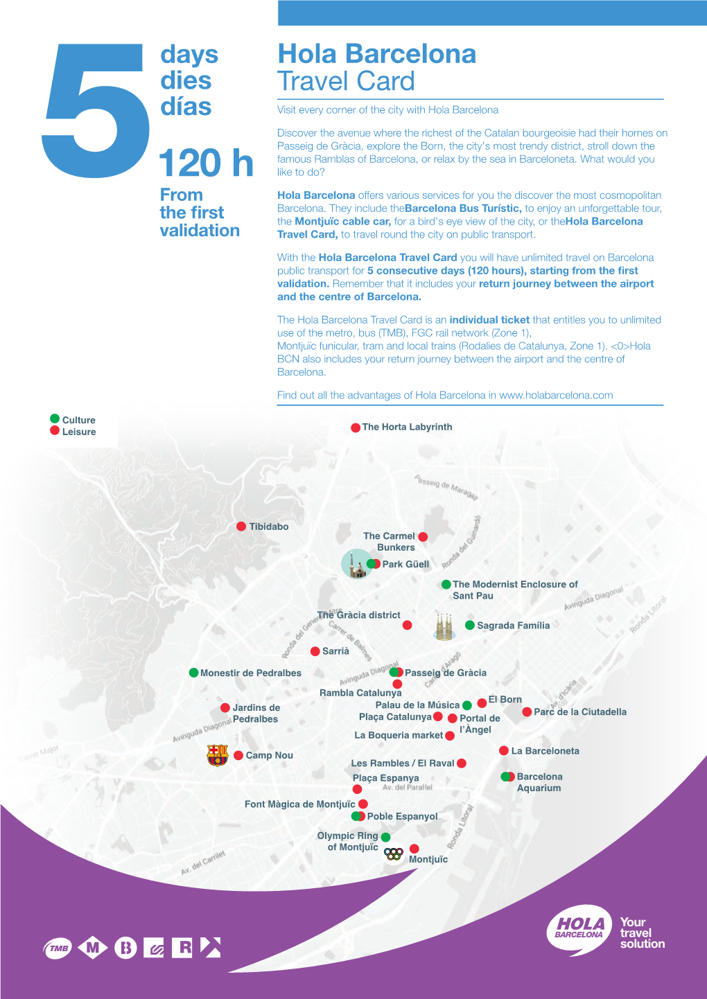 Barcelona 5 Days Itinerary by Public Transport [PDF: 2440