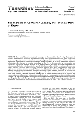The Increase in Container Capacity at Slovenia's Port of Koper