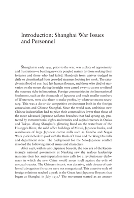 Introduction: Shanghai War Issues and Personnel