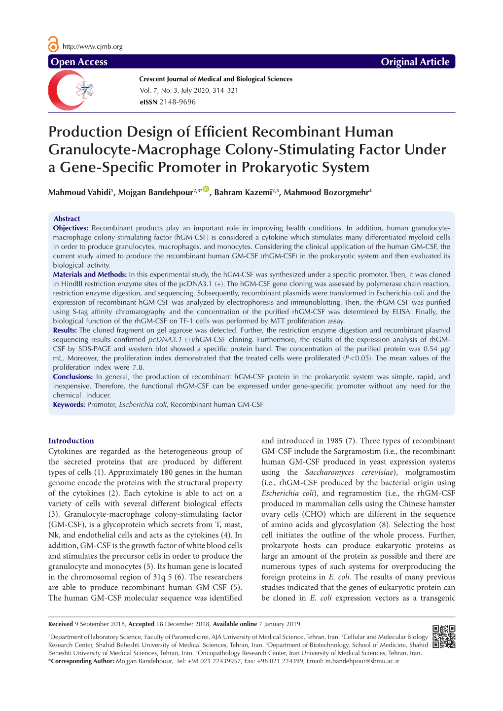 Production Design of Efficient Recombinant Human Granulocyte-Macrophage Colony-Stimulating Factor Under a Gene-Specific Promoter in Prokaryotic System