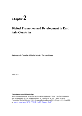 CHAPTER 2 Biofuel Promotion and Development in East Asia Countries