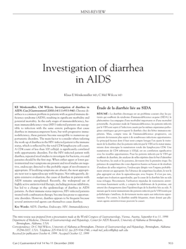 Investigation of Diarrhea in AIDS
