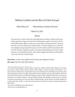 Military Conflict and the Rise of Urban Europe