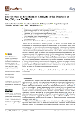 Effectiveness of Esterification Catalysts in the Synthesis of Poly