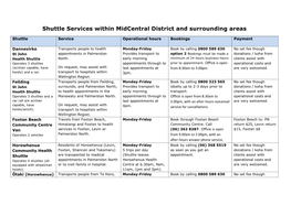 Shuttle Services Within Midcentral District and Surrounding Areas