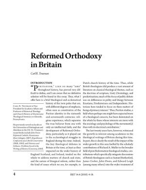 Reformed Orthodoxy in Britain Carl R