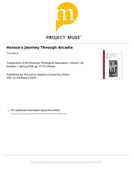 Horace's Journey Through Arcadia