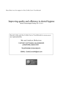 Improving Quality and Efficiency in Dental Hygiene Journal of Genrotological Nursing, Vol