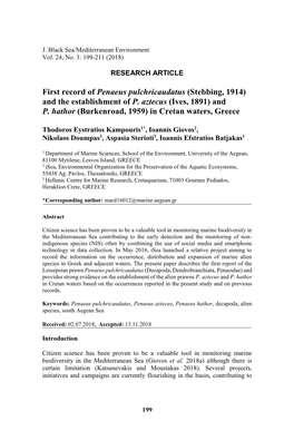 First Record of Penaeus Pulchricaudatus (Stebbing, 1914) and the Establishment of P