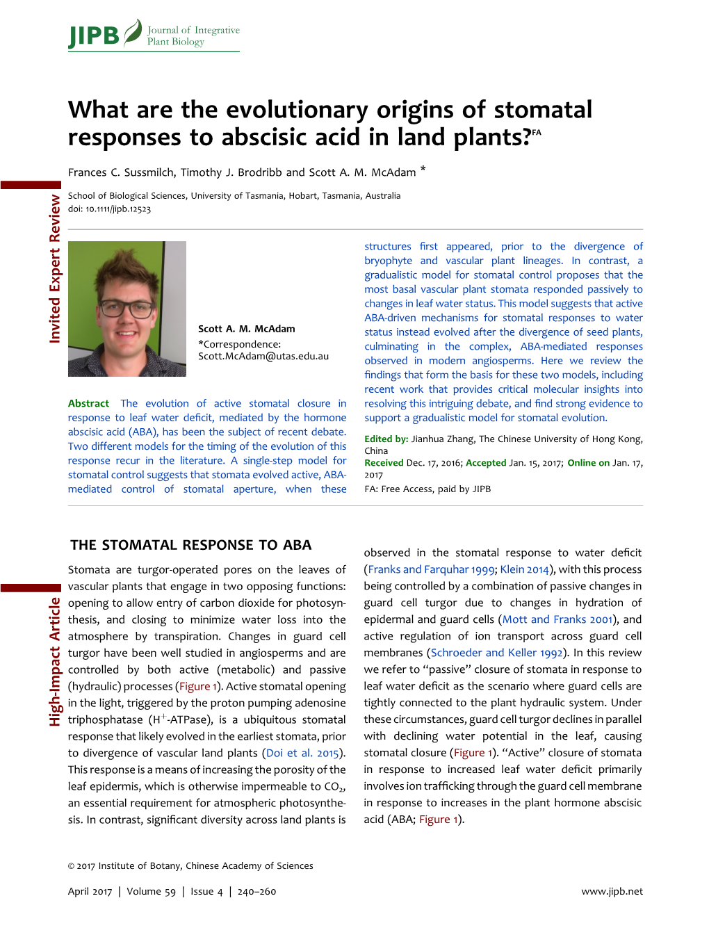 What Are the Evolutionary Origins of Stomatal Responses to Abscisic Acid in Land Plants?FA