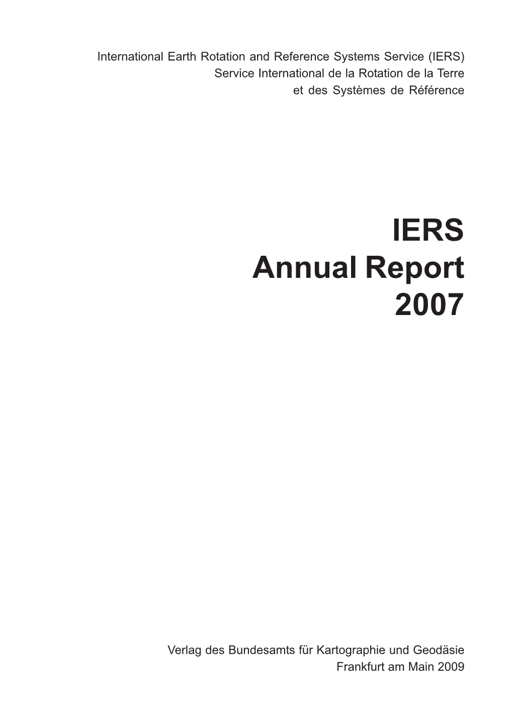 IERS Annual Report 2007