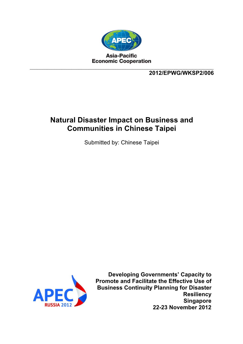 Natural Disaster Impact on Business and Communities in Chinese Taipei