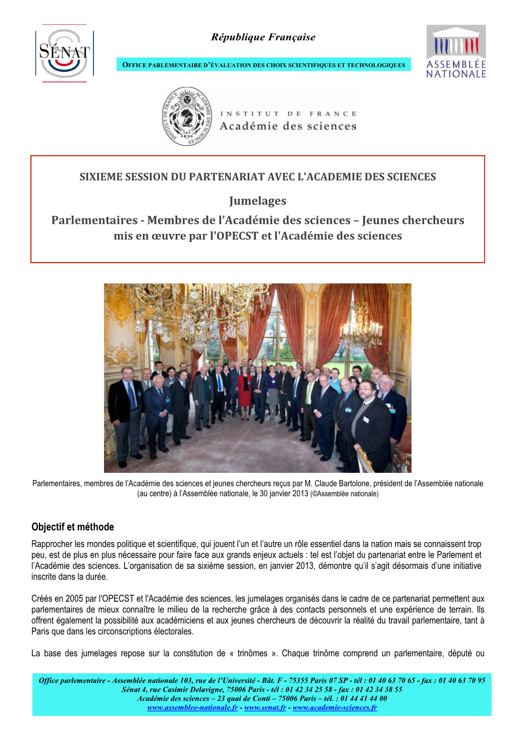 Jumelages Parlementaires-Membres De L'académie Des Sciences-Jeunes