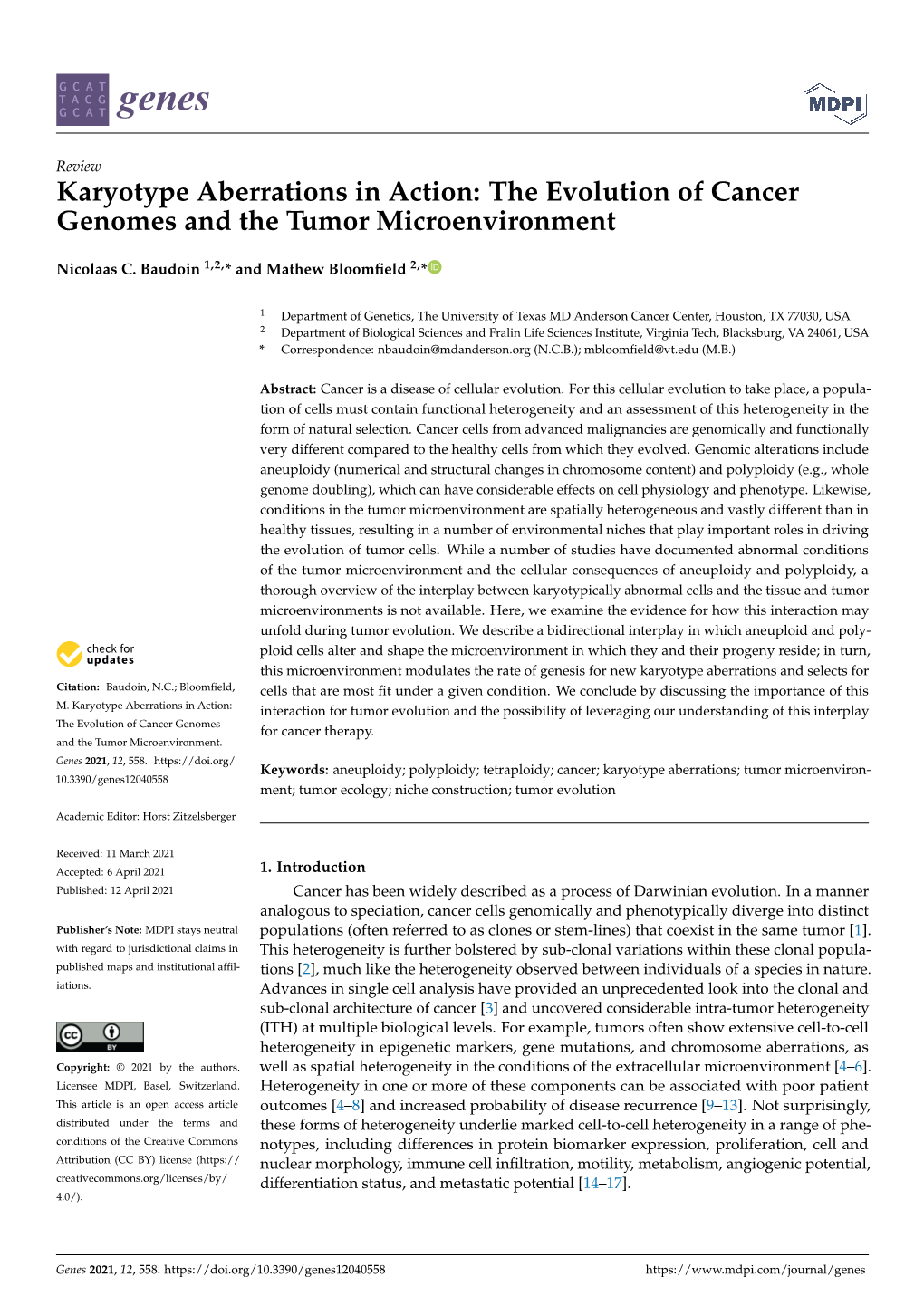 Karyotype Aberrations in Action: the Evolution of Cancer Genomes and the Tumor Microenvironment