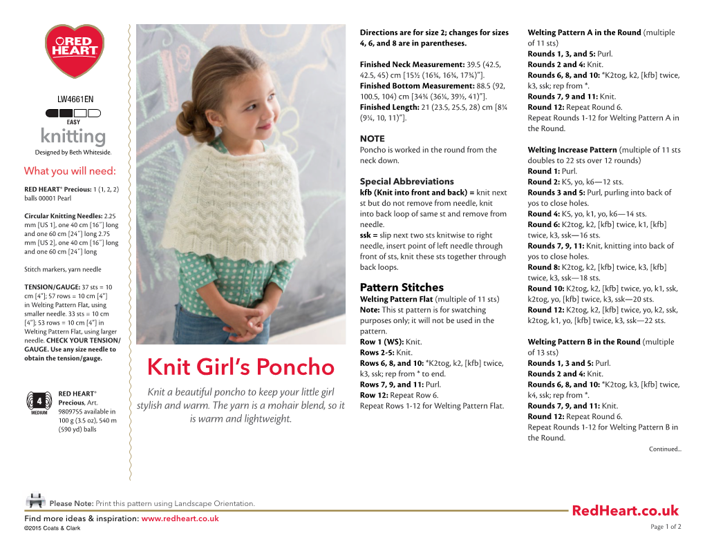 Knit Girl's Poncho