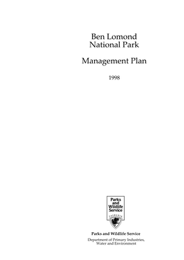 Ben Lomond National Park Management Plan 1998